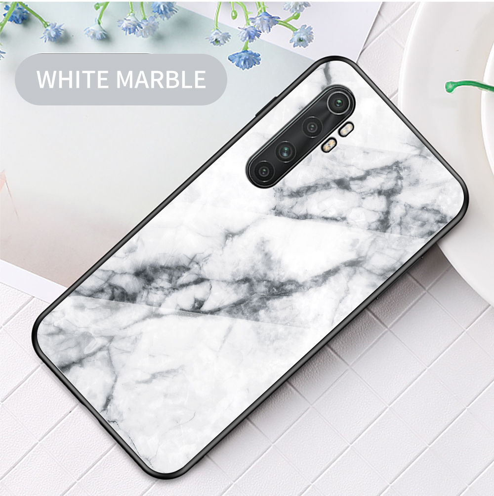 Padrão de Grão de Mármore Temperado PC + TPU Combo Shell Para Xiaomi Mi Note 10 Lite - Pombo Voador