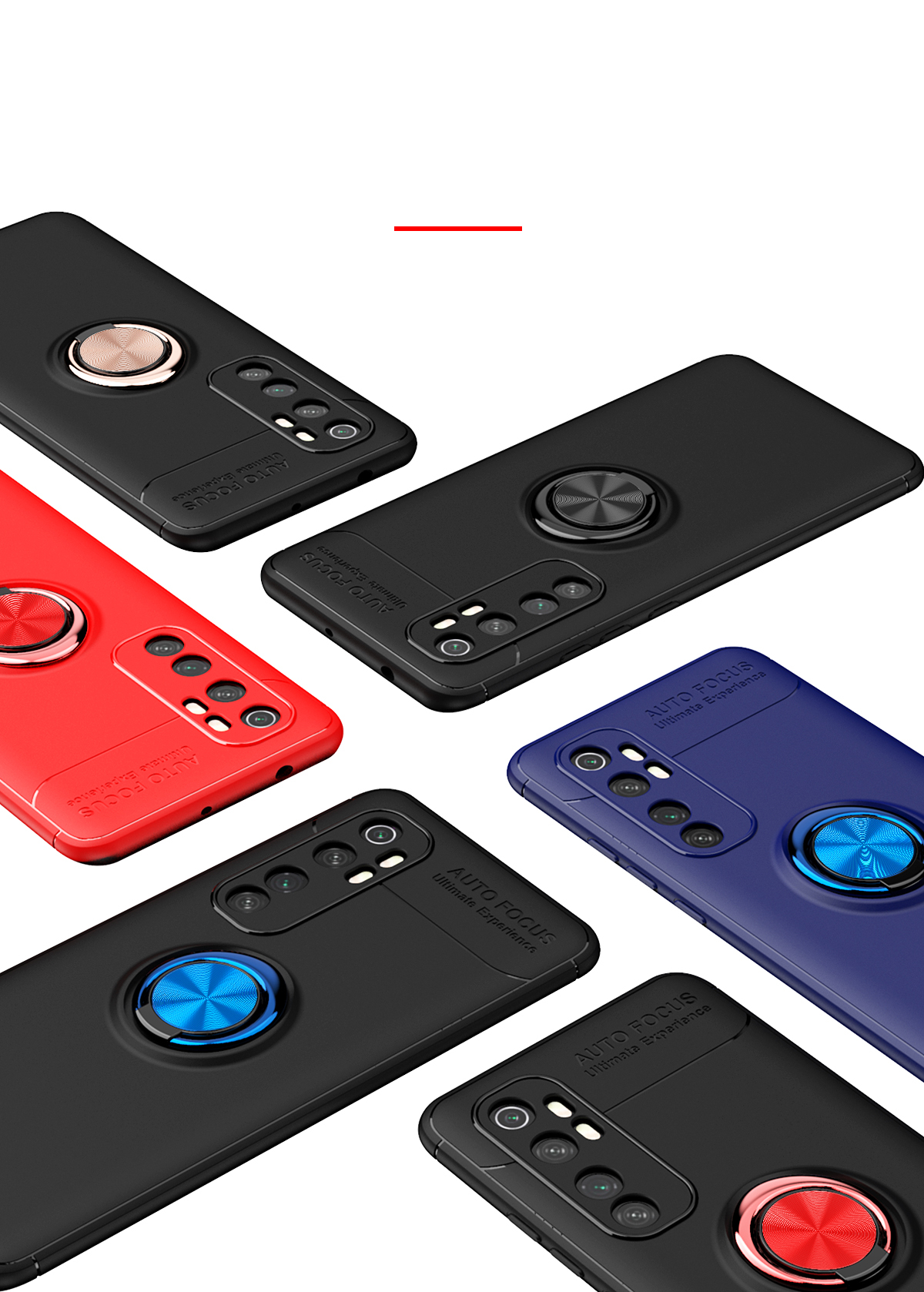 Lenuo Ring Kickstand TPU Tampa [folha de Metal Magnético Embutido] Para Xiaomi Mi Note 10 Lite - Vermelho