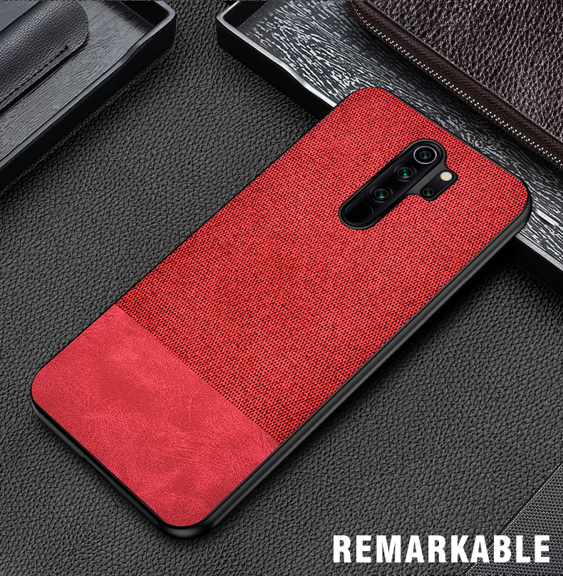 Texture di Stoffa di Giunzione PC + Copertura Ibrida TPU Per Xiaomi Redmi 9 - Blu