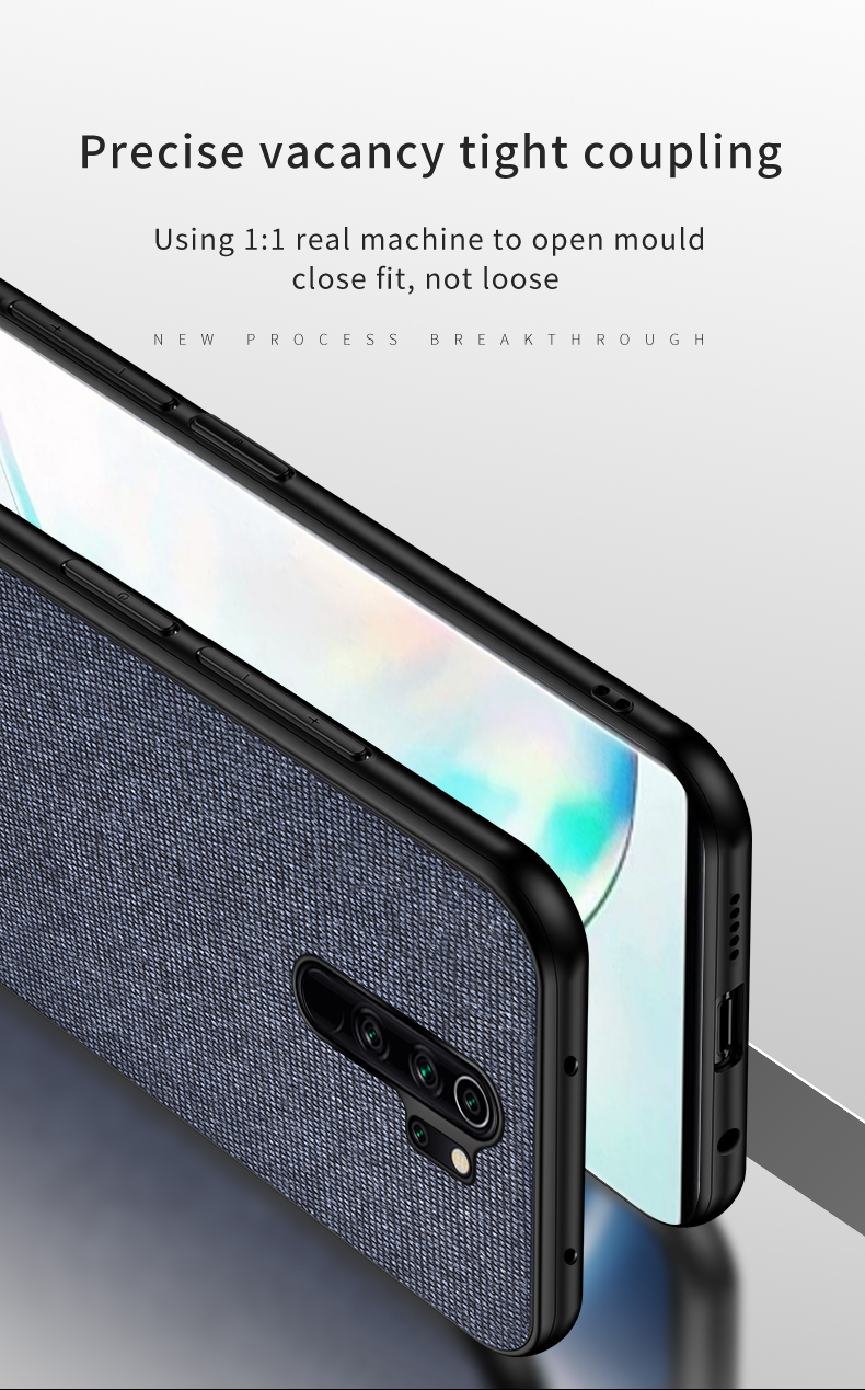 Spleißen Stoff Textur PC + TPU Hybridabdeckung Für Xiaomi Redmi 9 - Blau