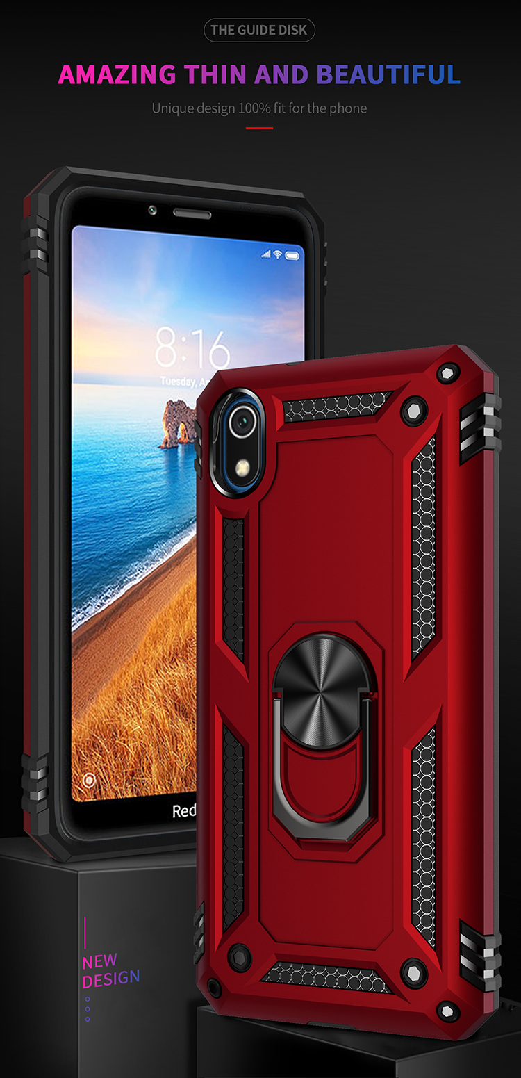 360 ° Rotation de Rotatif Kickstand Armor pc + Shell Combo Tpu Pour Xiaomi Redmi 7a - Rouge