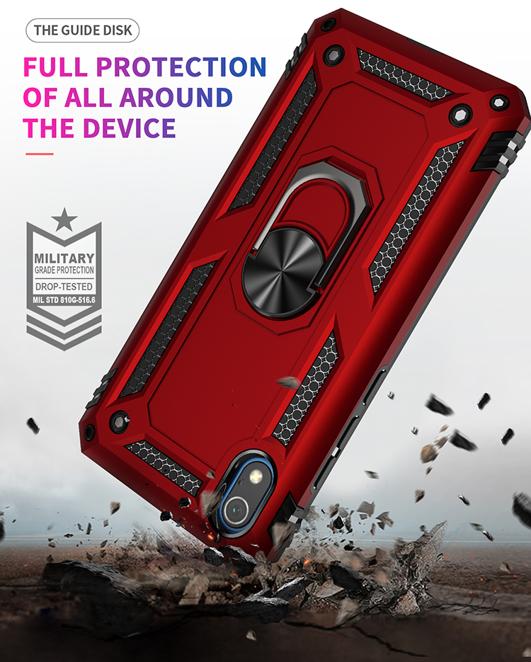 Armatura a 360 ° Ring Ring Kickstand Pc+guscio Combo Tpu Per Xiaomi Redmi 7A - Rosso