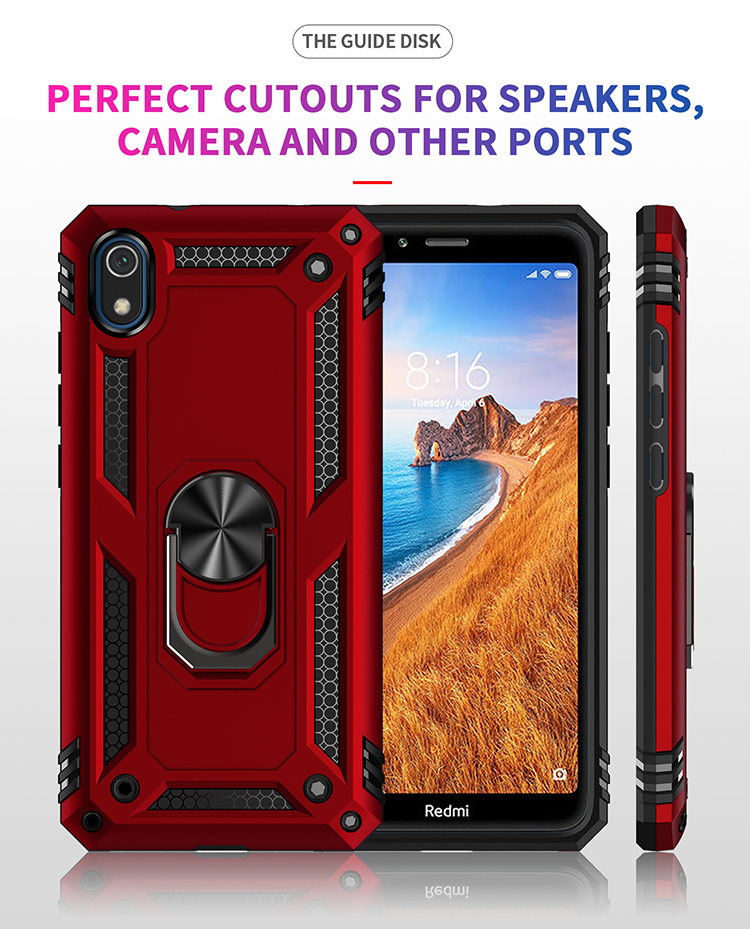 360 ° Rotation de Rotatif Kickstand Armor pc + Shell Combo Tpu Pour Xiaomi Redmi 7a - Rouge