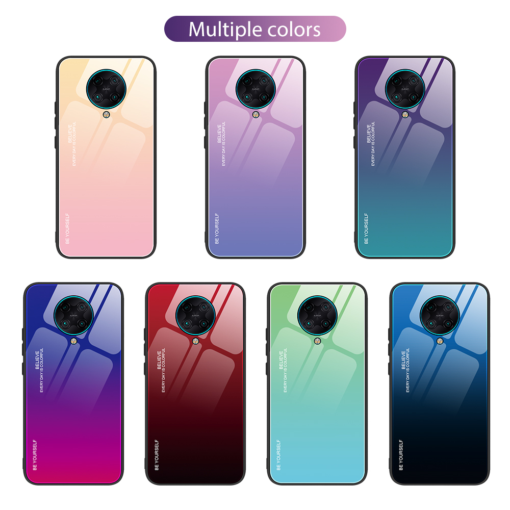 Gefällt Mir Gradientenfarbenem Glas + PC + TPU Hybrid -hülle Für Xiaomi Redmi K30 Pro - Violett / Blau