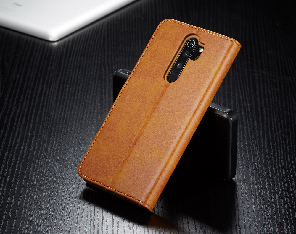 Lc. Imeeke Cowhide Texture Portefeuille en Cuir Étui de Téléphone Pour Xiaomi Redmi 9 - Rouge