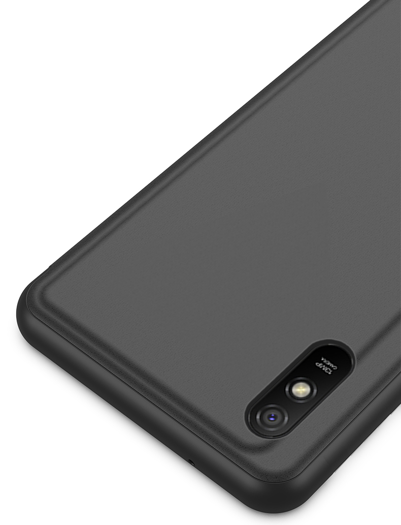 Exibir a Janela Espelhada Com Superfície de Couro de Suporte Para Xiaomi Redmi 9a - Preto