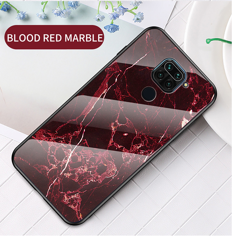 Marmormuster Temperiertes Glas + PC + TPU -telefonfall Für Xiaomi Redmi Note 9/10x 4g - Smaragd