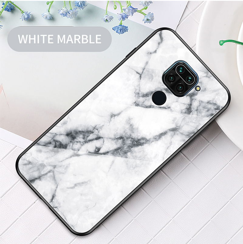 Marmormuster Temperiertes Glas + PC + TPU -telefonfall Für Xiaomi Redmi Note 9/10x 4g - Smaragd