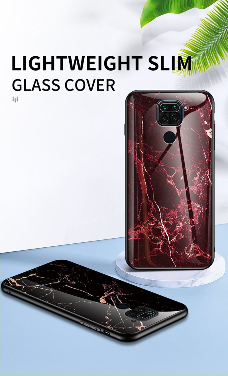 Marmormuster Temperiertes Glas + PC + TPU -telefonfall Für Xiaomi Redmi Note 9/10x 4g - Smaragd