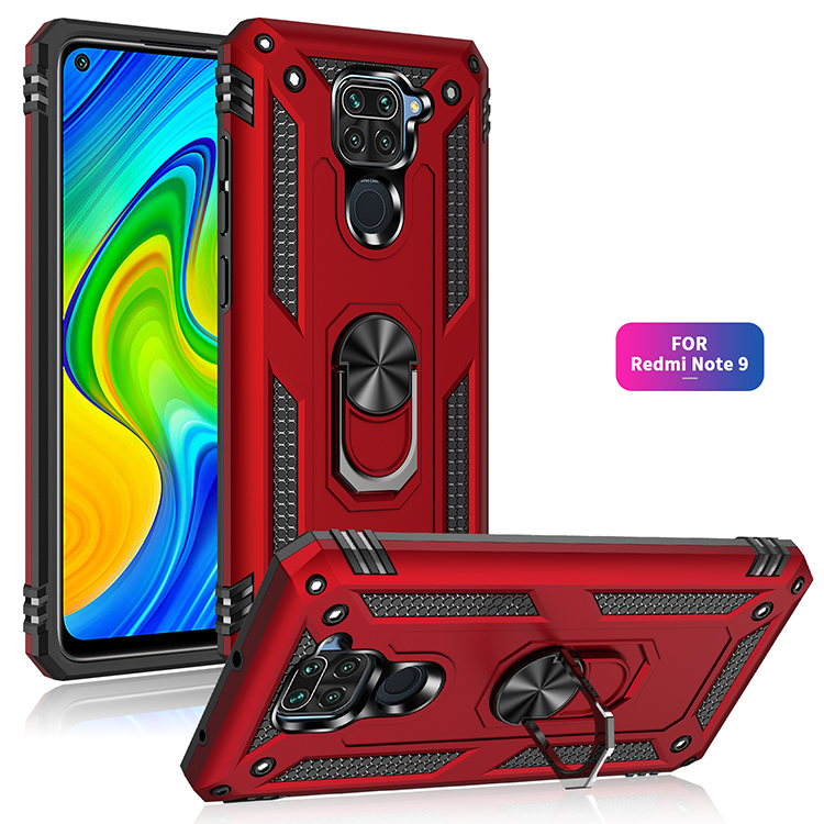 PC+TPU Mit Kickstand Armor Handy -hülle Für Xiaomi Redmi Note 9/Redmi 10x 4g - Schwarz