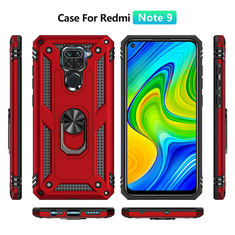 PC+TPU Mit Kickstand Armor Handy -hülle Für Xiaomi Redmi Note 9/Redmi 10x 4g - Schwarz