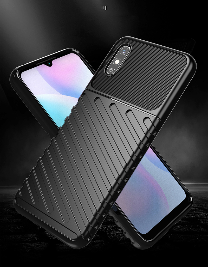 Serie Thunder Texture Textura Soft Tpu Case Para Xiaomi Redmi 9a - Azul