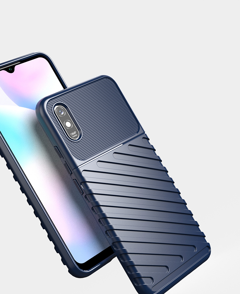 Serie Thunder Texture Textura Soft Tpu Case Para Xiaomi Redmi 9a - Azul