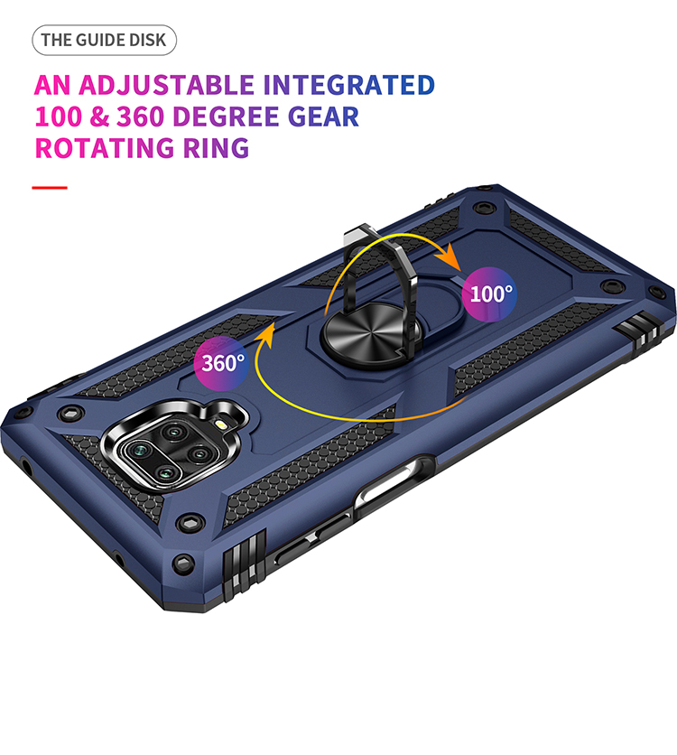 PC Hybrid PC TPU Kickstand Armatura Telefono Per Xiaomi Redmi Note 9 Pro/Redmi Note 9s - Blu