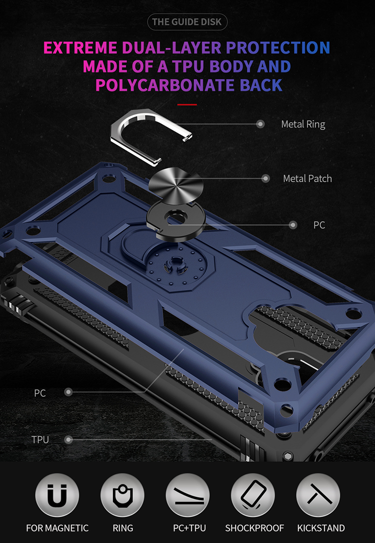 Hybrid PC TPU Kickstand Armour Téléphone Pour Xiaomi Redmi Note 9 Pro / Redmi Note 9S - Bleu