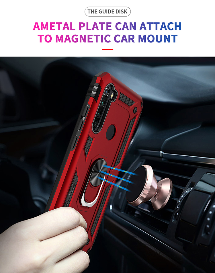 PC Híbrido PC TPU Kickstand Armour Phone Shell Case Para Xiaomi Redmi Note 8T - Vermelho