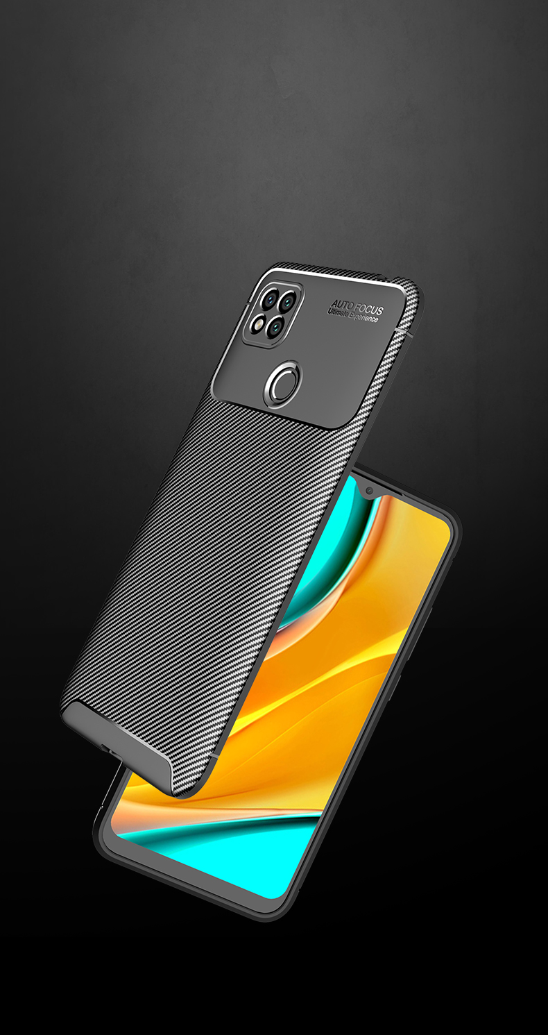 Tropfenresistente Kohlefaser -textur TPU -telefonabdeckungsfall Für Xiaomi Redmi 9C/9C NFC - Schwarz