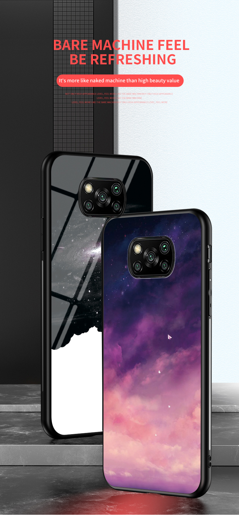 Padrão Estrelado do Céu de Vidro Temperado + PC + TPU Caso Combo Para Xiaomi Poco X3/poco X3 NFC - Black Starry