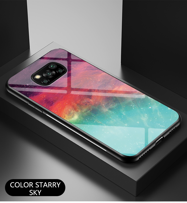 Starry Sky Muster Temperiertes Glas + PC + TPU Combo -hülle Für Xiaomi Poco X3/poco X3 NFC - Schwarzer Sternen