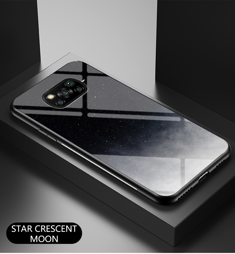 Starry Sky Muster Temperiertes Glas + PC + TPU Combo -hülle Für Xiaomi Poco X3/poco X3 NFC - Schwarzer Sternen