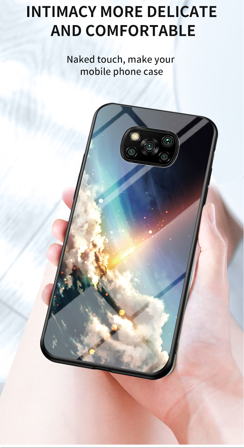 Starry Sky Muster Temperiertes Glas + PC + TPU Combo -hülle Für Xiaomi Poco X3/poco X3 NFC - Schwarzer Sternen