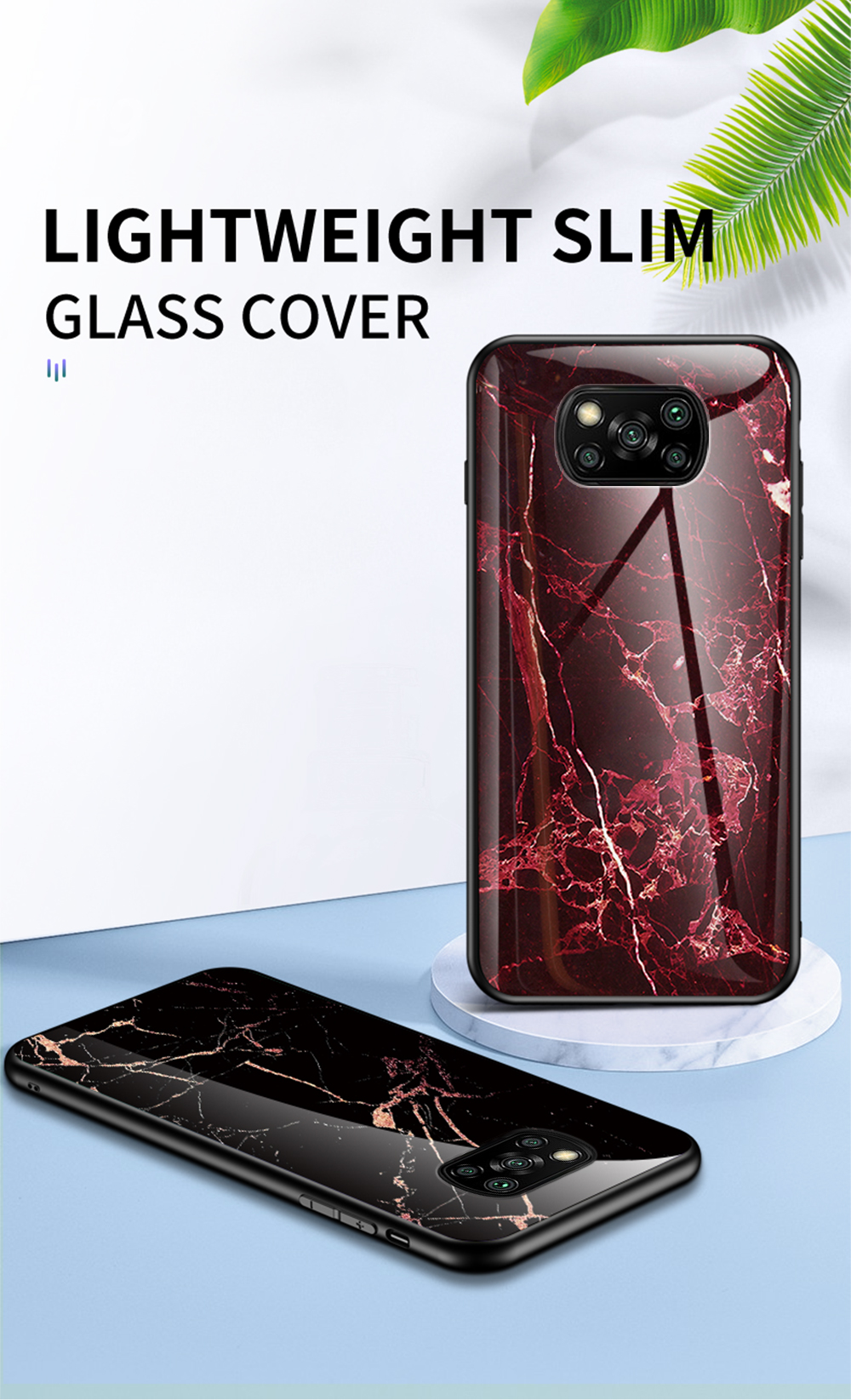 Para Xiaomi Poco X3/Poco X3 Pro/Poco X3 NFC Patrón de Mármol Case de Teléfono Templado + pc Back + TPU Bumper Combo Cover - Mármol de Esmeralda