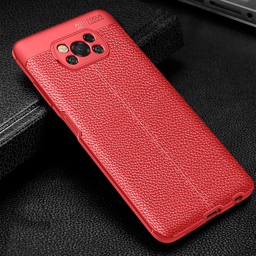 Litchi Textura TPU Back Case Para Xiaomi Poco X3 Nfc/poco X3 - Azul Escuro