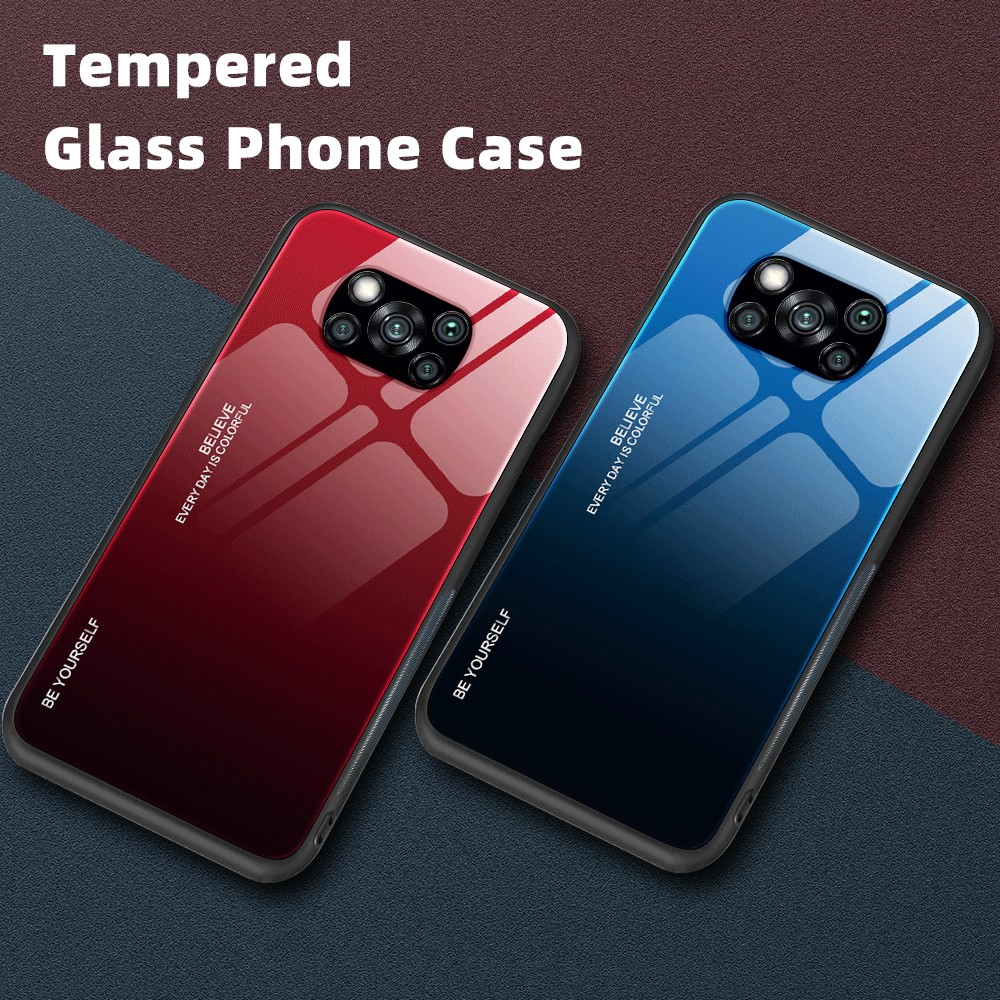 Verre Trempée de Coque à Gradient + PC + Case de Protection TPU Pour Xiaomi Poco X3 Nfc / Poco X3 - or / Rose