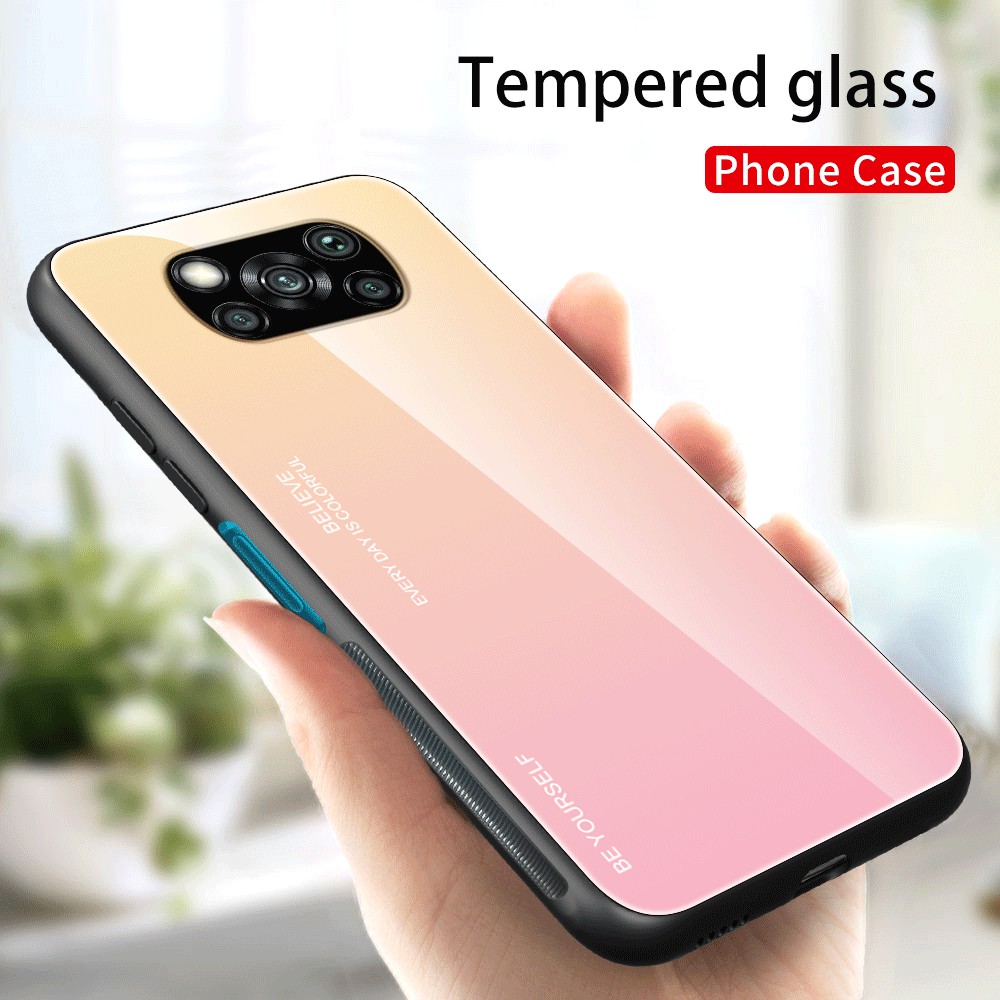 Verre Trempée de Coque à Gradient + PC + Case de Protection TPU Pour Xiaomi Poco X3 Nfc / Poco X3 - or / Rose