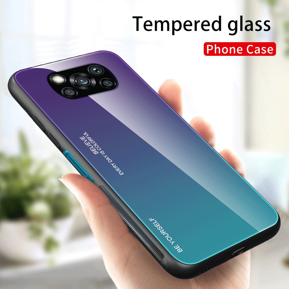 Verre Trempée de Coque à Gradient + PC + Case de Protection TPU Pour Xiaomi Poco X3 Nfc / Poco X3 - or / Rose