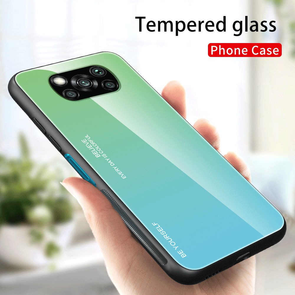 Verre Trempée de Coque à Gradient + PC + Case de Protection TPU Pour Xiaomi Poco X3 Nfc / Poco X3 - or / Rose