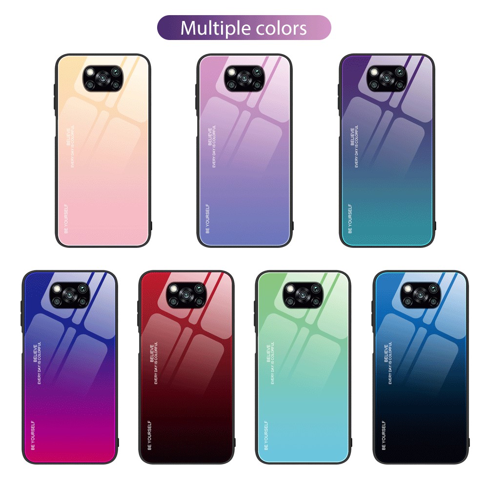 Verre Trempée de Coque à Gradient + PC + Case de Protection TPU Pour Xiaomi Poco X3 Nfc / Poco X3 - or / Rose