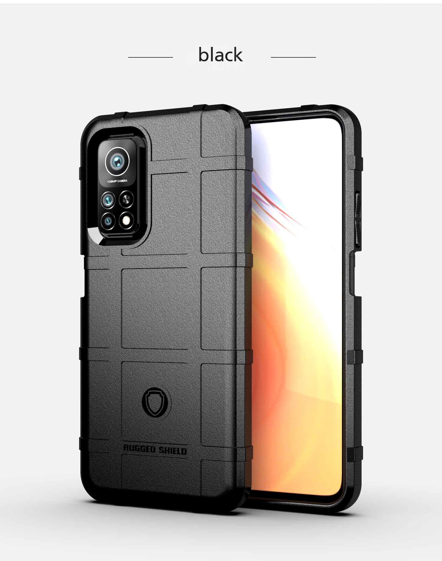 Rugged Shield Square Grid Textur TPU -telefonabdeckung Für Xiaomi Mi 10T 5G / 10t Pro 5g / Redmi K30s - Schwarz