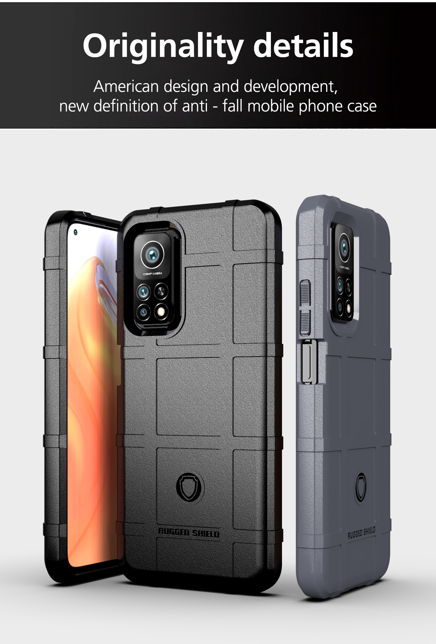 Rugged Shield Square Grid Textur TPU -telefonabdeckung Für Xiaomi Mi 10T 5G / 10t Pro 5g / Redmi K30s - Schwarz