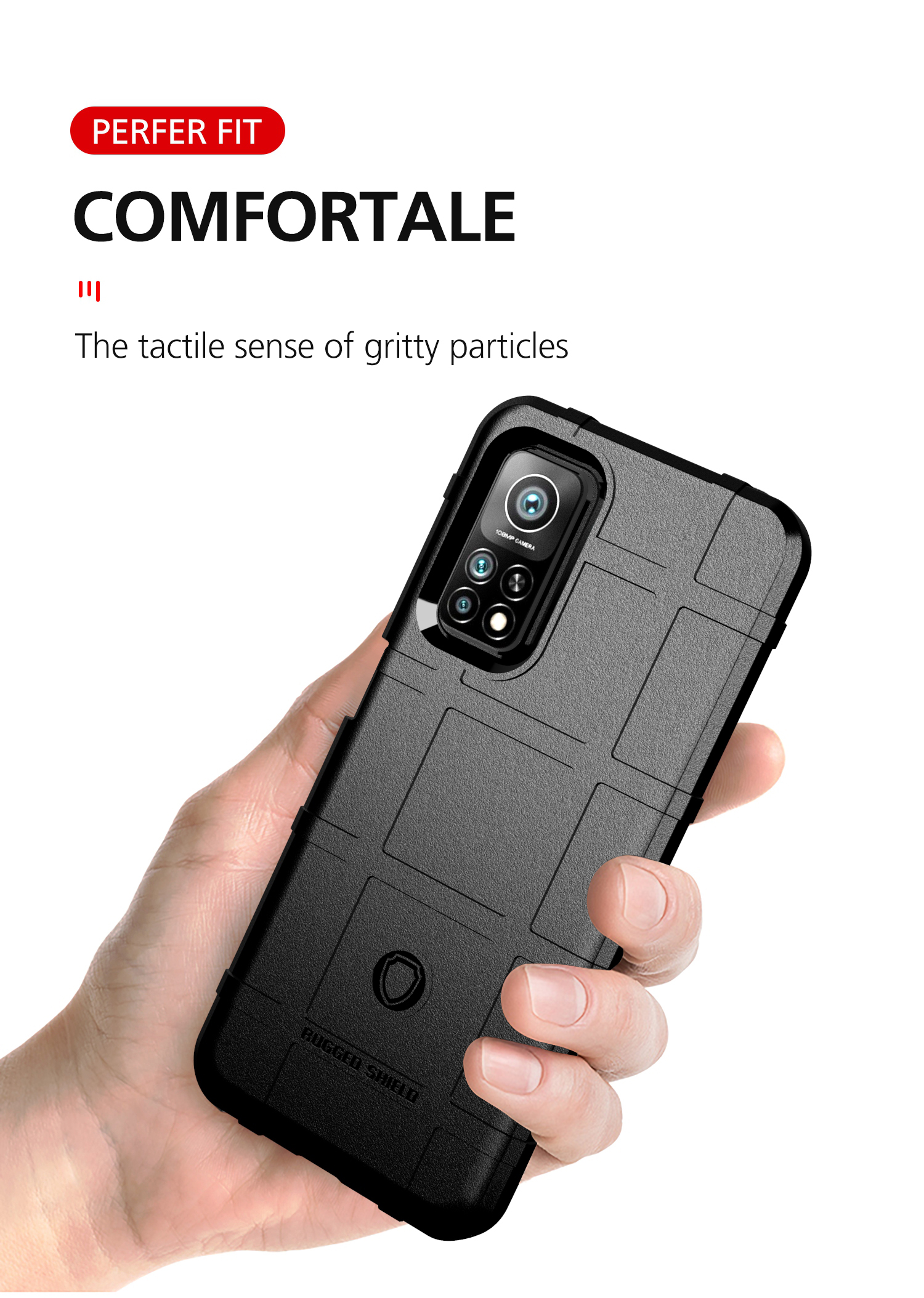 Rugged Shield Square Grid Textur TPU -telefonabdeckung Für Xiaomi Mi 10T 5G / 10t Pro 5g / Redmi K30s - Schwarz