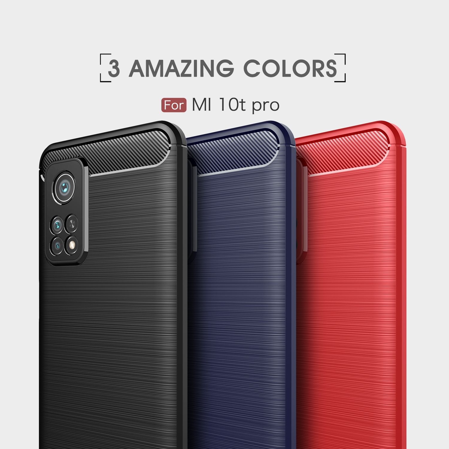 Pour Xiaomi Mi 10T Pro 5G / mi 10T 5G / Redmi K30S TPU Soft TPU Brossé Couverture de Protection de Conception en Fibre de Carbone - le Noir