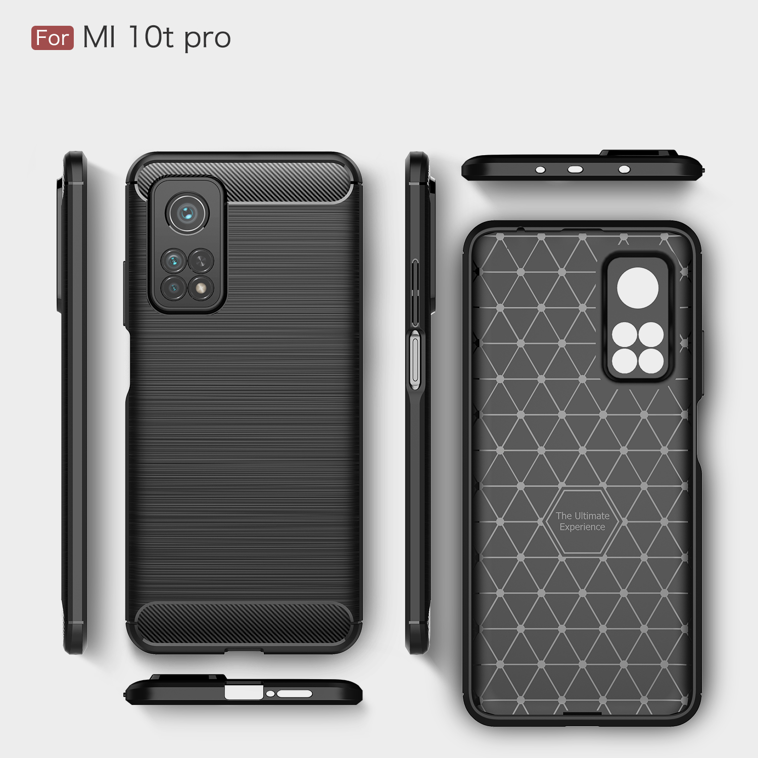 Pour Xiaomi Mi 10T Pro 5G / mi 10T 5G / Redmi K30S TPU Soft TPU Brossé Couverture de Protection de Conception en Fibre de Carbone - le Noir