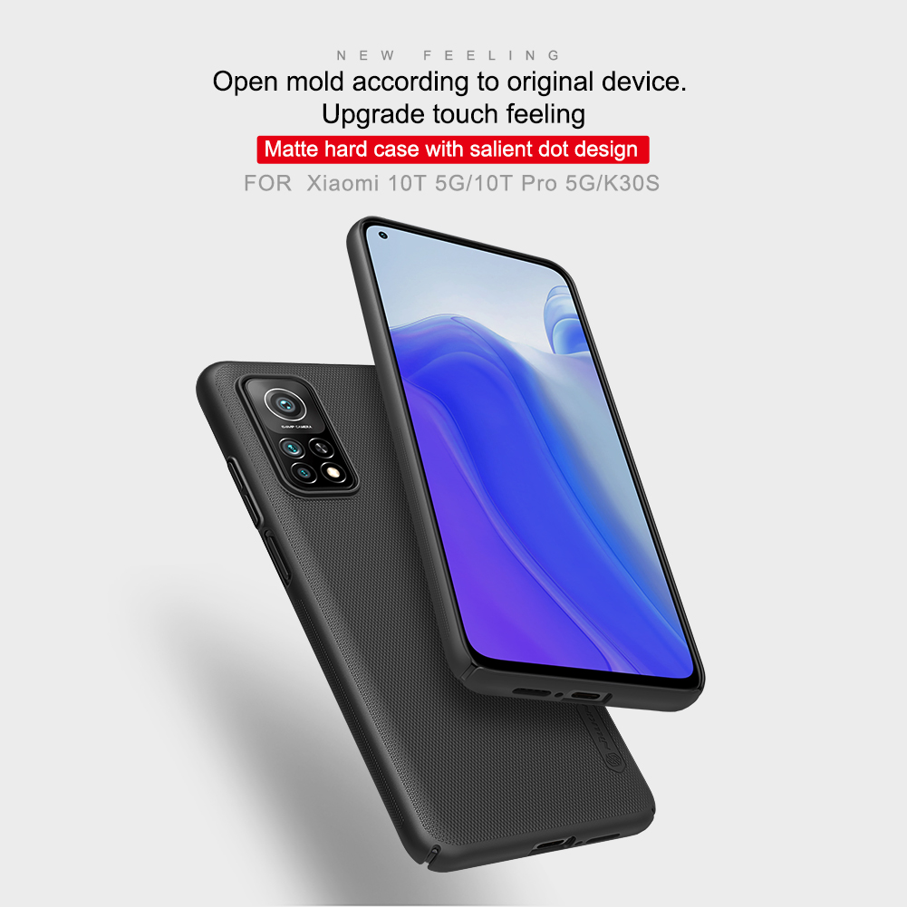 Nillkin Shield Shield Shield Case Per Xiaomi mi 10T 5g/mi 10T Pro 5G/Redmi K30S, Copertina di Telefono Protettivo Anti-fingerprint. - Nero