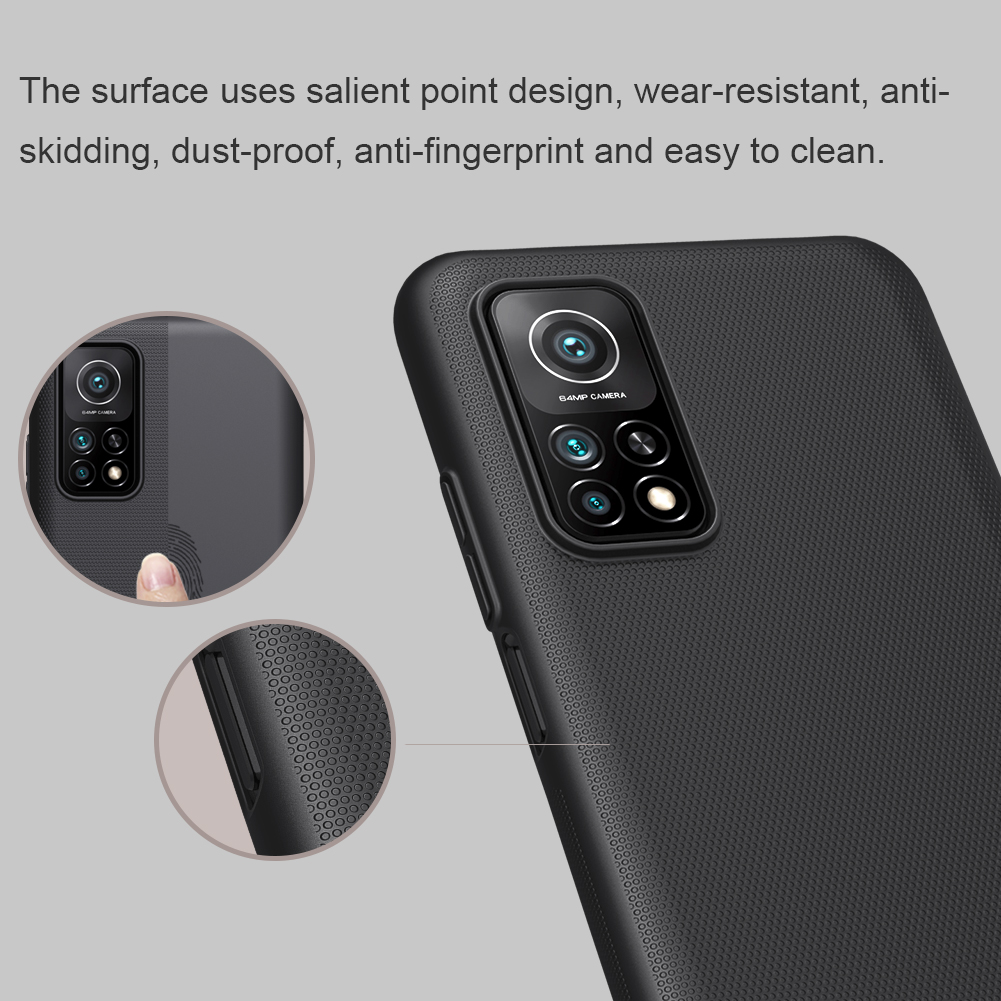 Nillkin Shield Shield Shield Case Per Xiaomi mi 10T 5g/mi 10T Pro 5G/Redmi K30S, Copertina di Telefono Protettivo Anti-fingerprint. - Nero