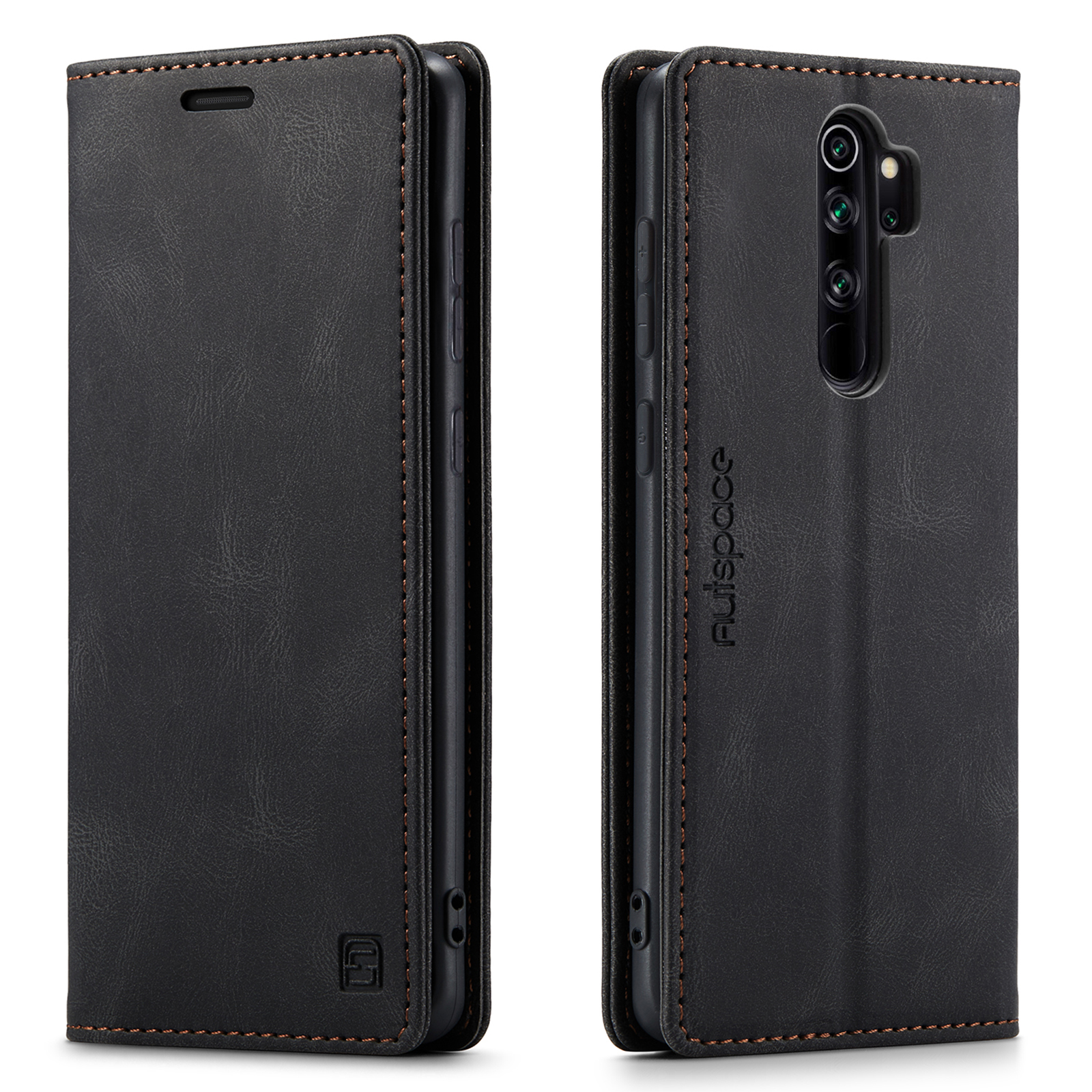 AUTSPACE A01 Series RFID Blocking Retro Matte Leather Case Wallet for Xiaomi Redmi Note 8 Pro - Black-3