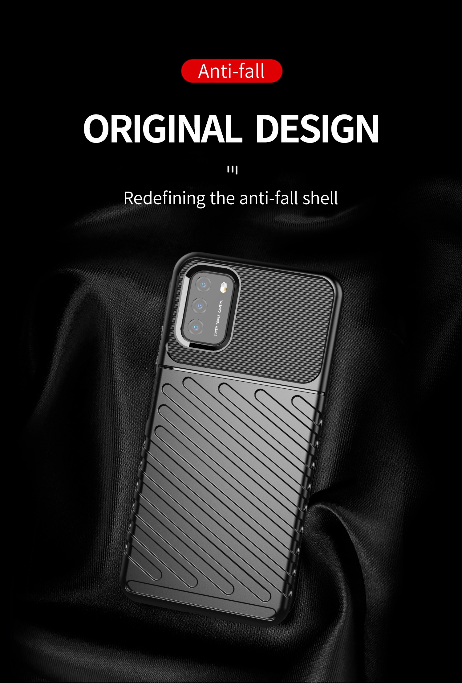 Twill Series Twill Texture TPU Protection Case Per Xiaomi Poco M3 - Nero