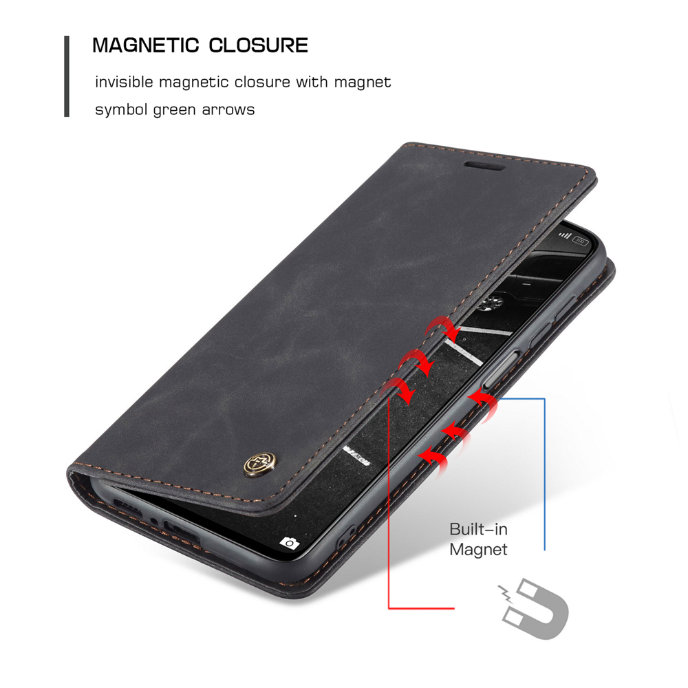 Caseme 013 Série Auto-absorbed le Cuir Support de Porte-couverture de Portefeuille Pour Xiaomi Mi 10T 5G / mi 10T Pro 5G - le Noir