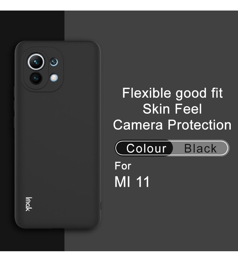 IMAK Colorido Case Macia Uc-2 Skin-sense Tpu Tampa Com Proteção Contra Lentes de Câmera Para Xiaomi Mi 11 - Preto