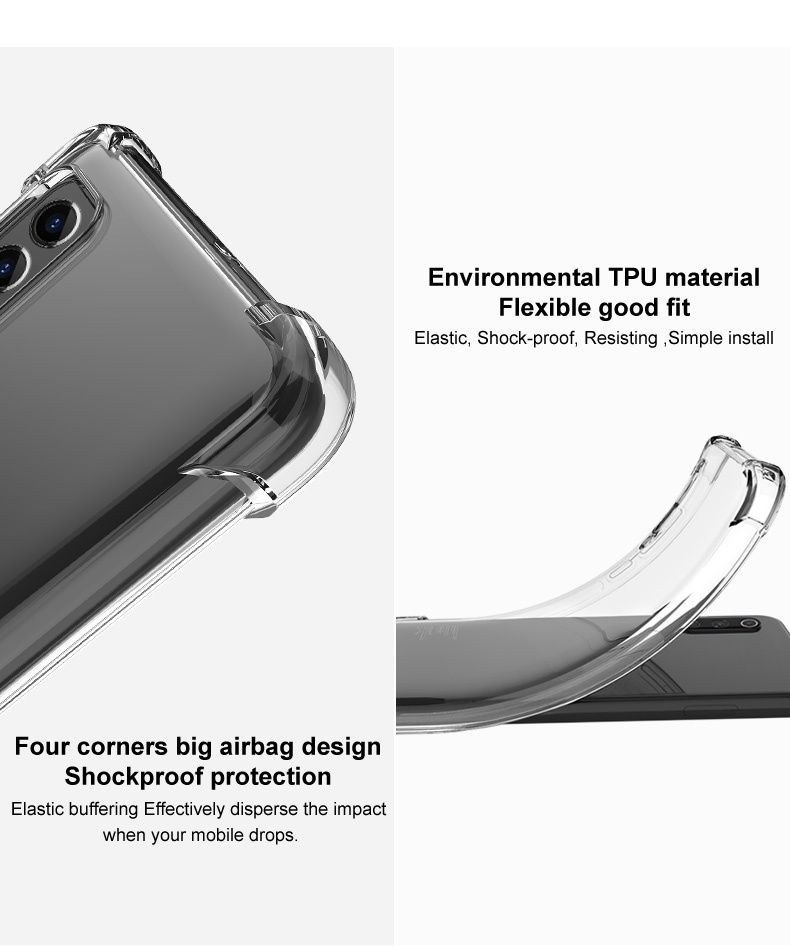 IMAK Proteção Full Cushioned Four TPU Soft Case [com Protetor de Tela] Para Xiaomi Redmi K40/K40 Pro/K40 Pro+/Mi 11i/Poco F3 - Transparente