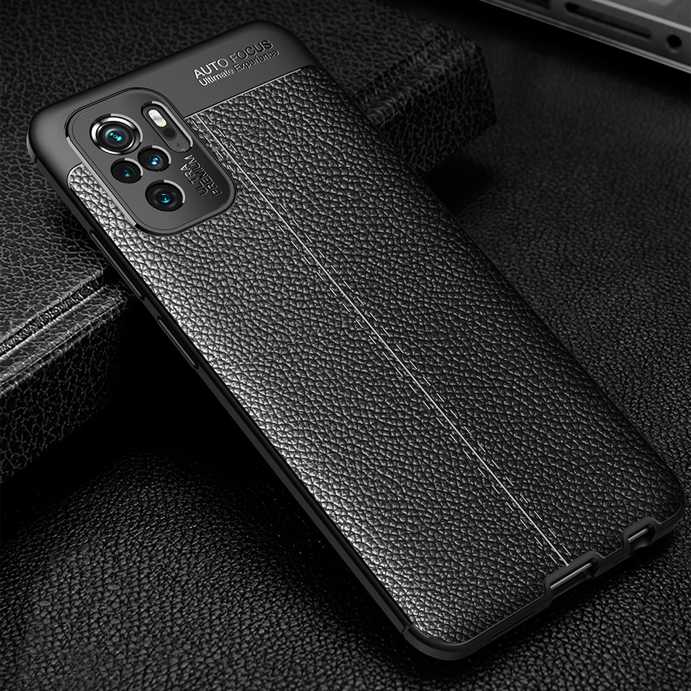 Litchi Texture Soft TPU Caixa de Proteção Tampa de Proteção Para Xiaomi Redmi Nota 10 4g/nota 10s - Preto