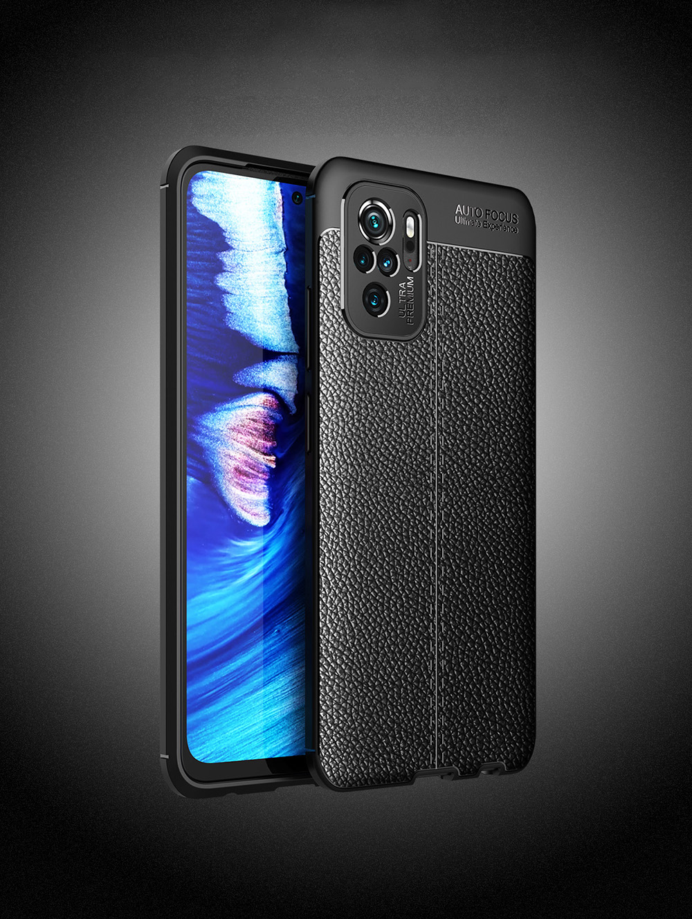 Litchi Texture Soft TPU Caixa de Proteção Tampa de Proteção Para Xiaomi Redmi Nota 10 4g/nota 10s - Preto