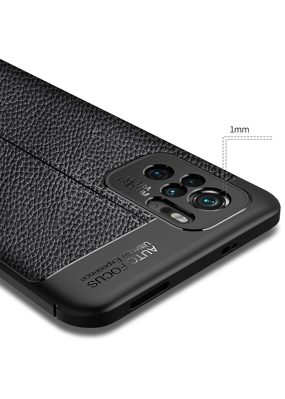 Litchi Texture Soft TPU Caixa de Proteção Tampa de Proteção Para Xiaomi Redmi Nota 10 4g/nota 10s - Preto