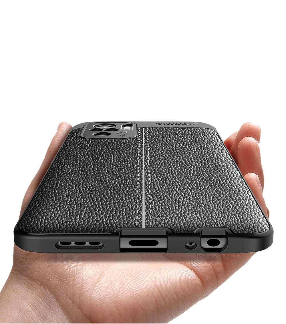 Litchi Texture Soft TPU Caixa de Proteção Tampa de Proteção Para Xiaomi Redmi Nota 10 4g/nota 10s - Preto