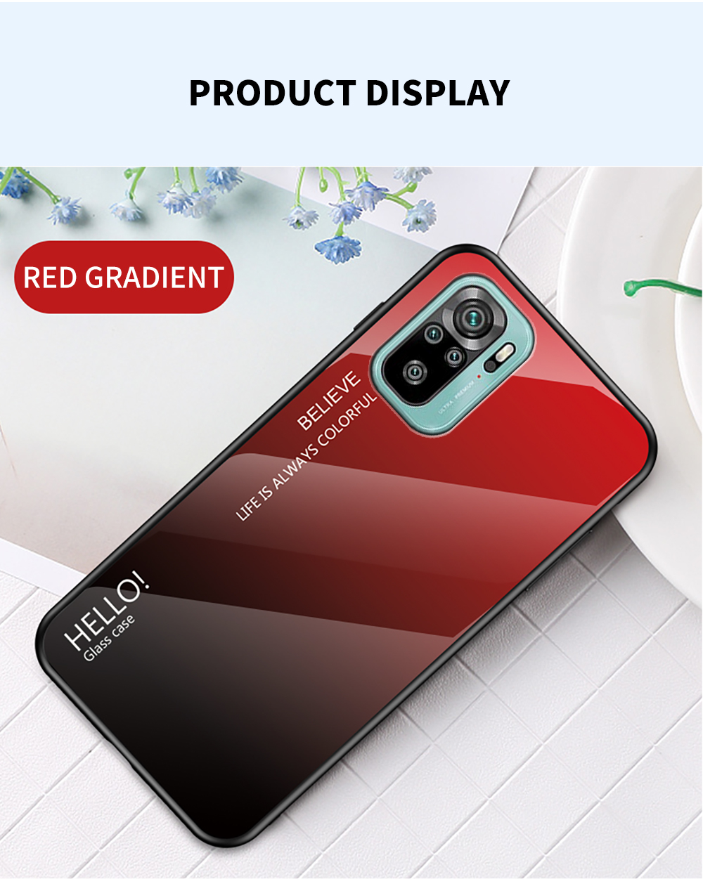 Anti-kratzer-tpu-rahmen-farbgradient Design Temperiertes Glas Handy Zurück Für Xiaomi Redmi Anmerkung 10 4G/Note 10s - Schwarz