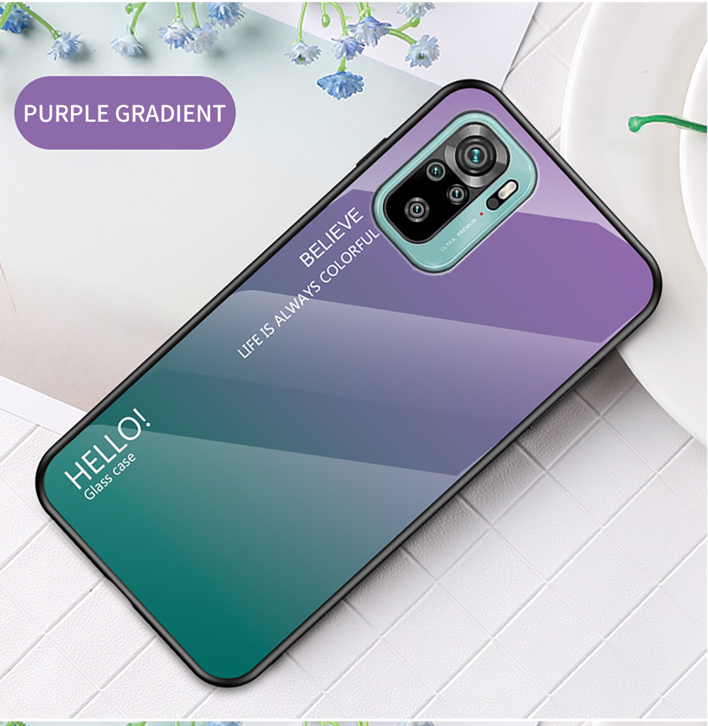 Anti-kratzer-tpu-rahmen-farbgradient Design Temperiertes Glas Handy Zurück Für Xiaomi Redmi Anmerkung 10 4G/Note 10s - Schwarz